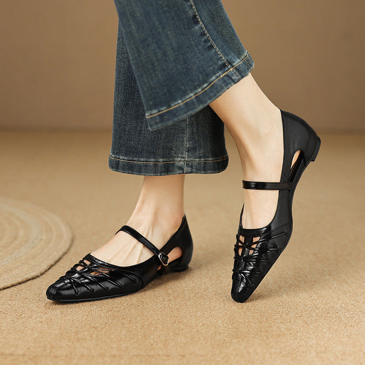 Margery | Pointed Strap Mary Jane Flats