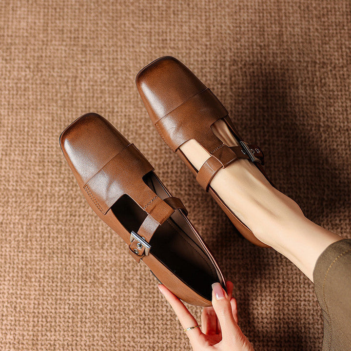 Farrah | Buckled Square-Toe Mules