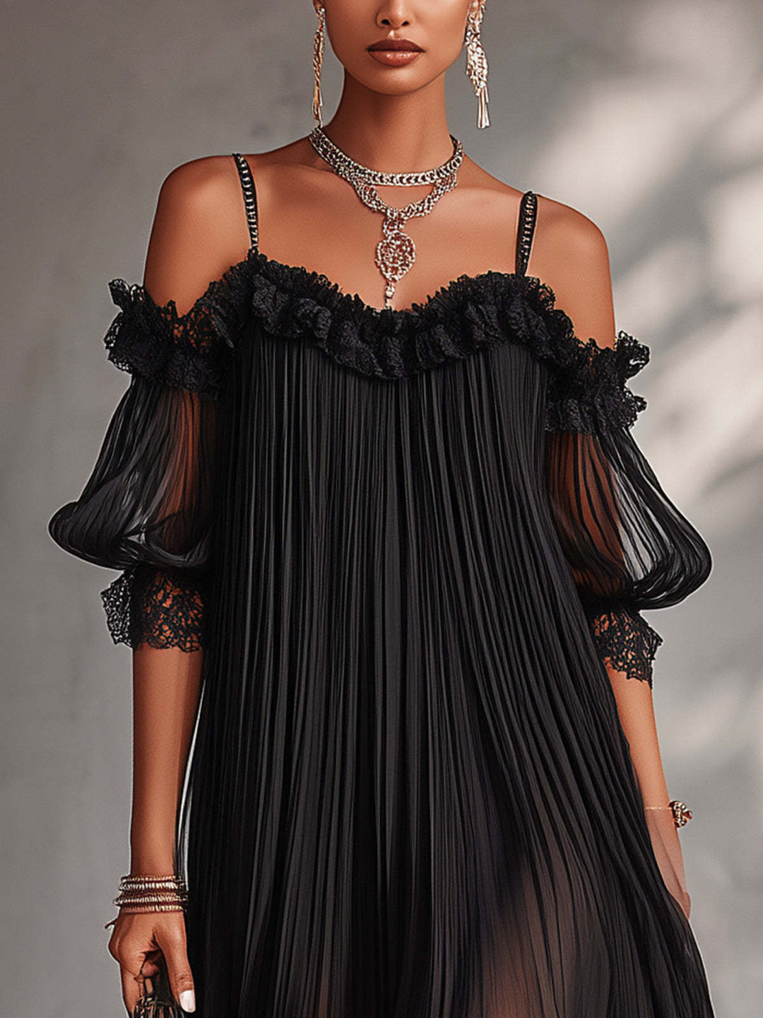 Lucille | Off-Shoulder Pleated Dress