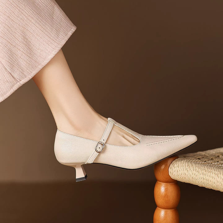 Eliza | Pointed T-Strap Heels