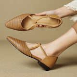 Elodie | Woven T-Strap Heels