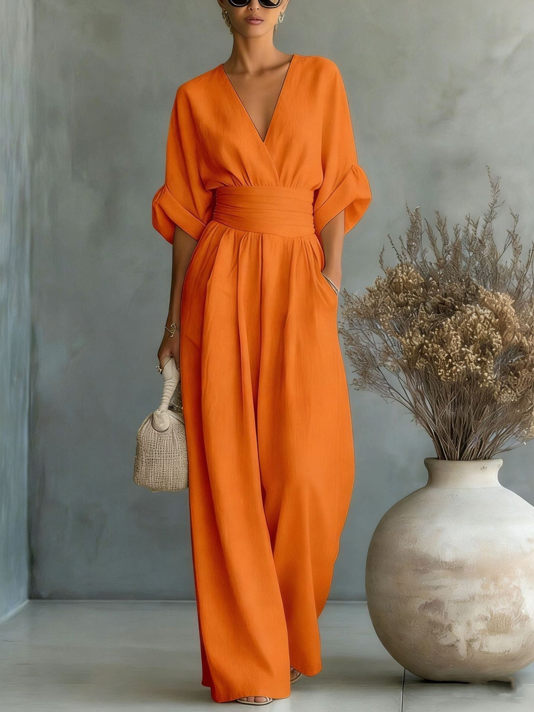 Lena | Wide-Leg Wrap Jumpsuit