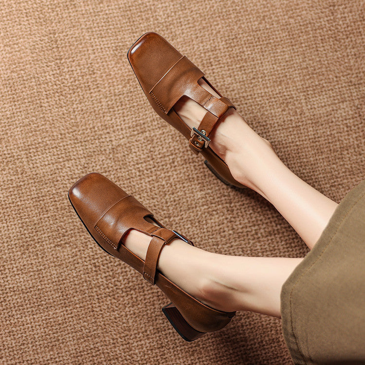 Farrah | Buckled Square-Toe Mules
