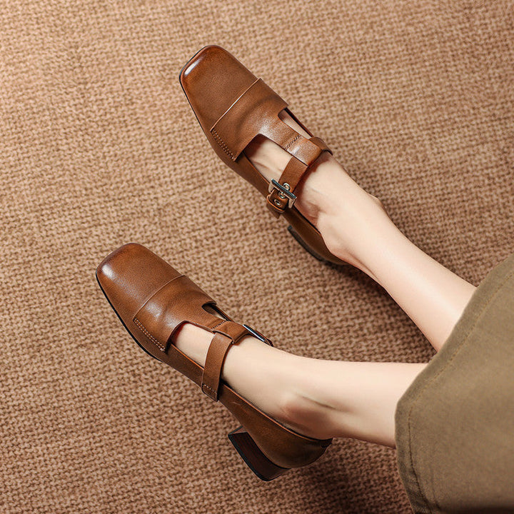Farrah | Buckled Square-Toe Mules