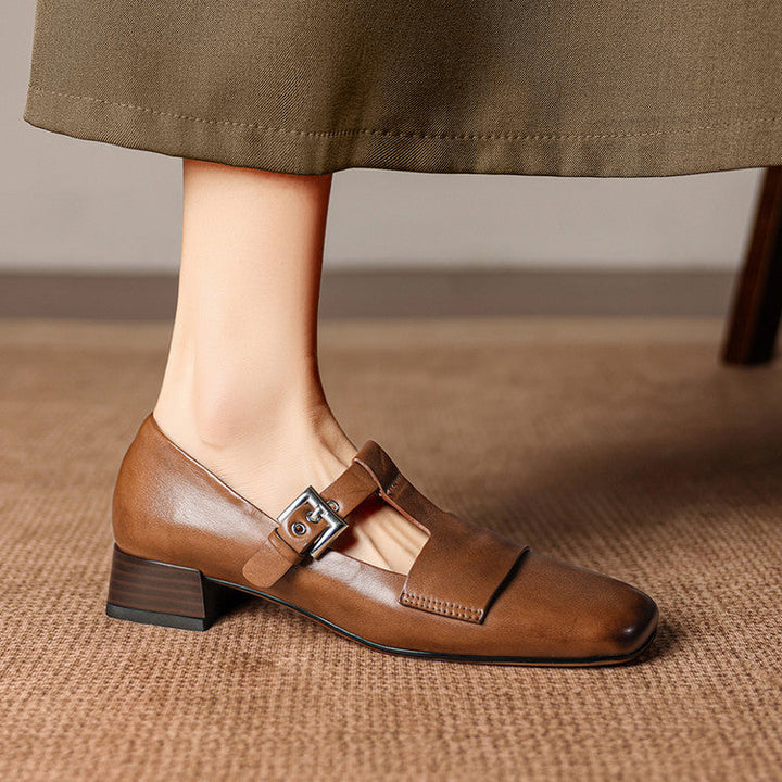 Farrah | Buckled Square-Toe Mules