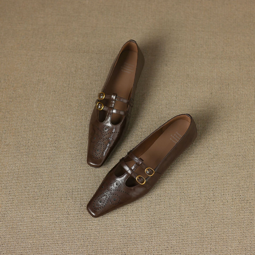 Etta | Brogued Double-Strap Mules