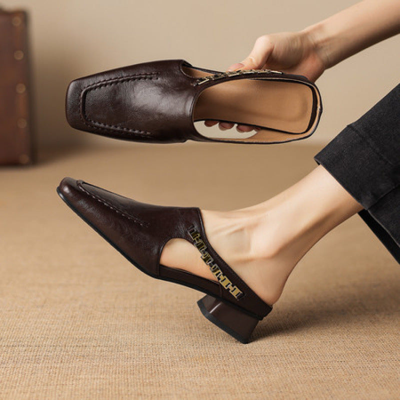 Vivienne | Square-Toe Slingback Mules
