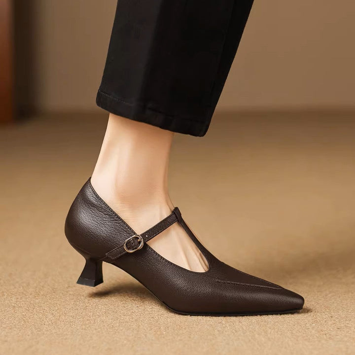 Eliza | Pointed T-Strap Heels