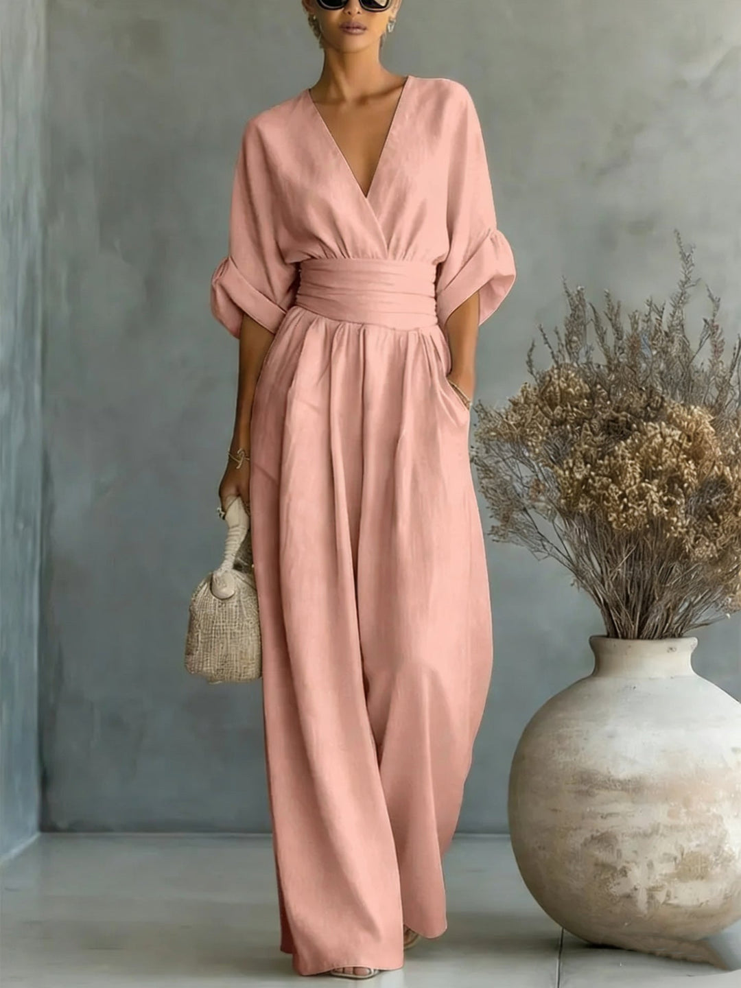 Lena | Wide-Leg Wrap Jumpsuit