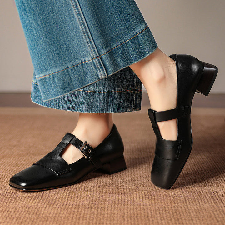 Farrah | Buckled Square-Toe Mules