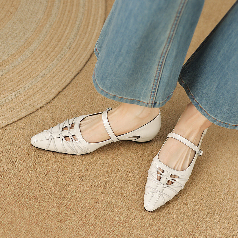 Margery | Pointed Strap Mary Jane Flats