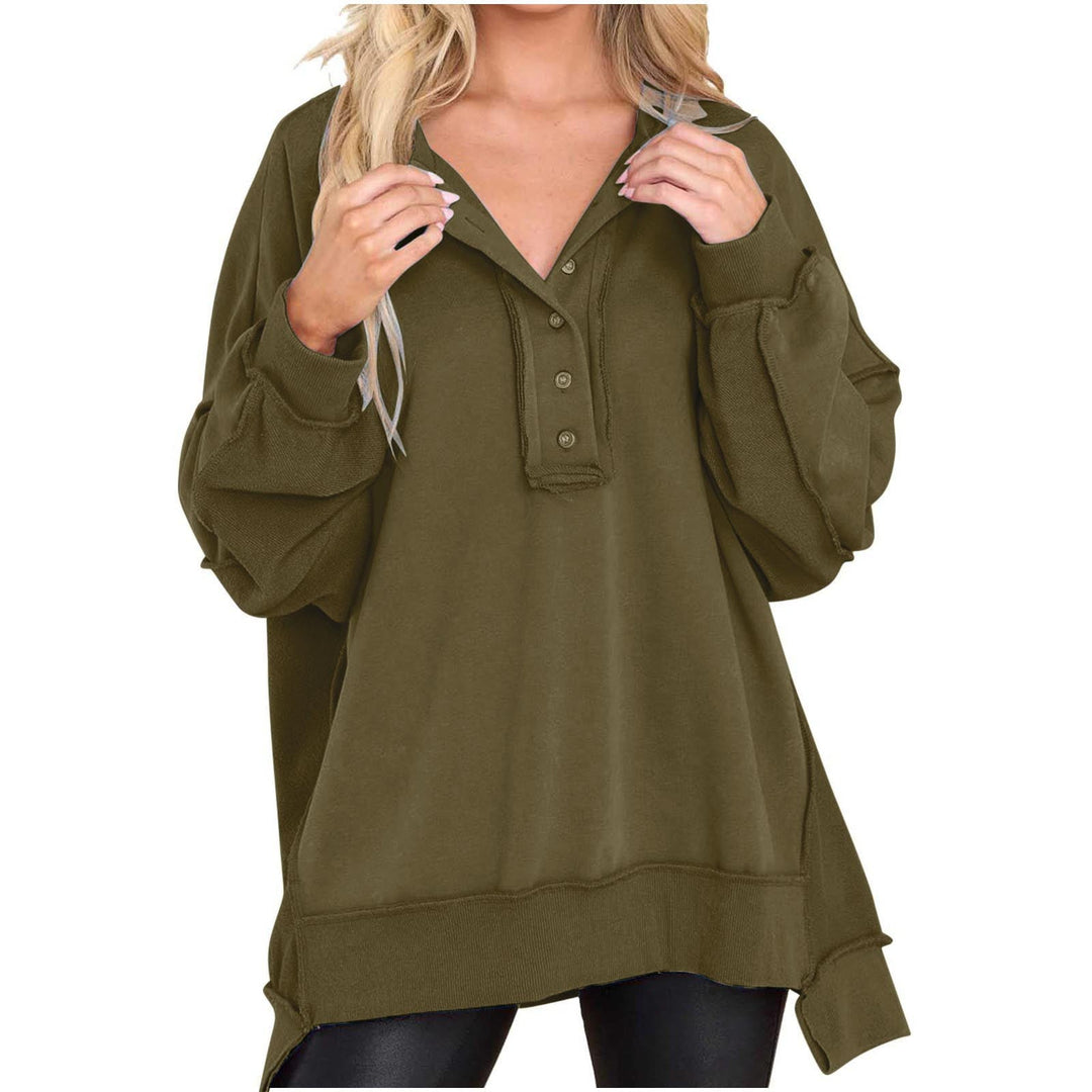 Jocelyn | Relaxed Button-Neck Sweatshirt