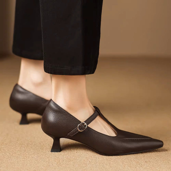 Eliza | Pointed T-Strap Heels