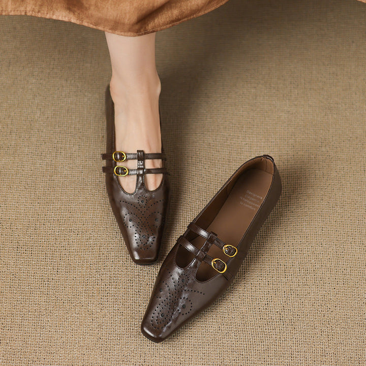 Etta | Brogued Double-Strap Mules