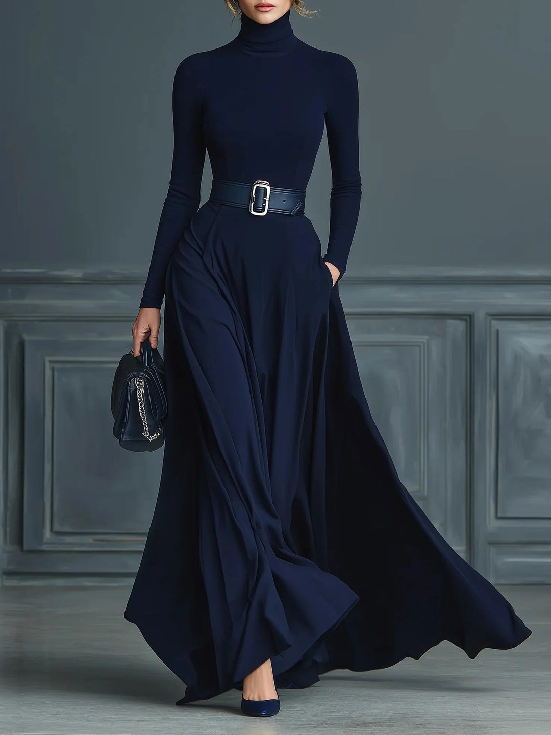Eleanor | High-Neck Belted Maxi Dress
