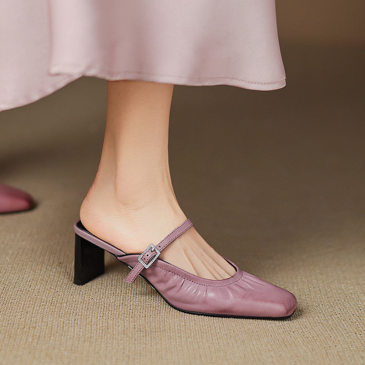 Elsa | Ruched Strap Mules