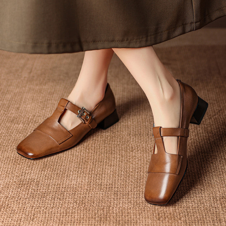 Farrah | Buckled Square-Toe Mules