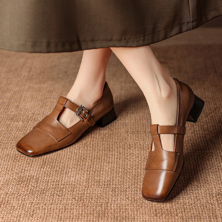 Farrah | Buckled Square-Toe Mules