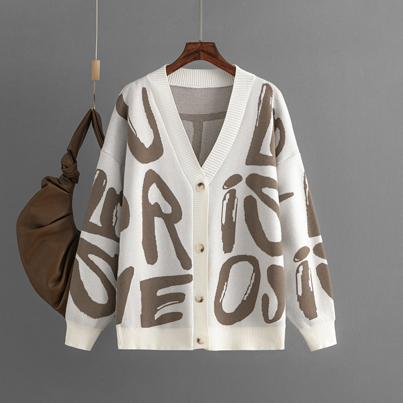 Pearl | Bold Letter Knit Cardigan