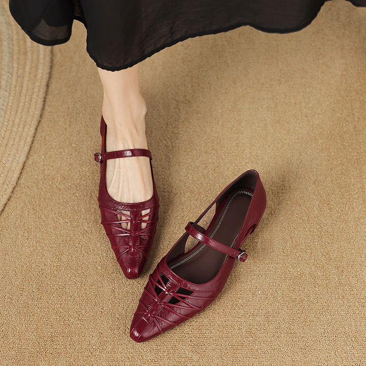 Margery | Pointed Strap Mary Jane Flats