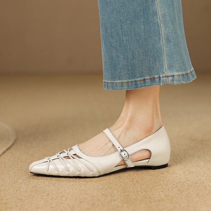 Margery | Pointed Strap Mary Jane Flats