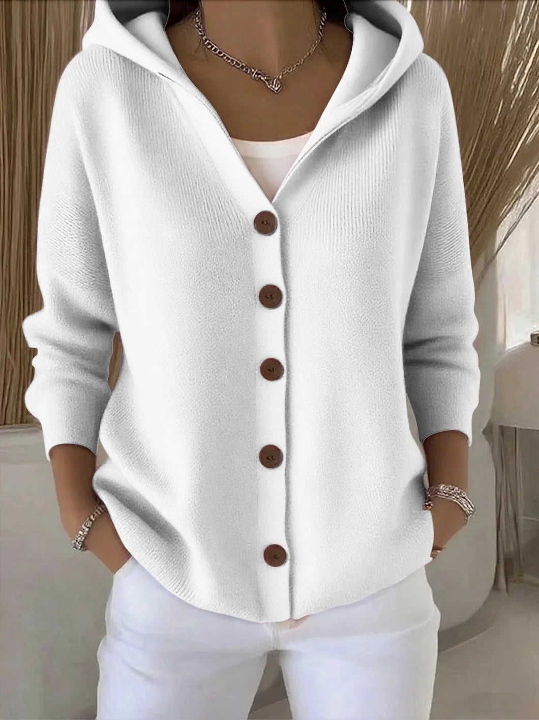 Sophia | Hooded Button-Up Cardigan