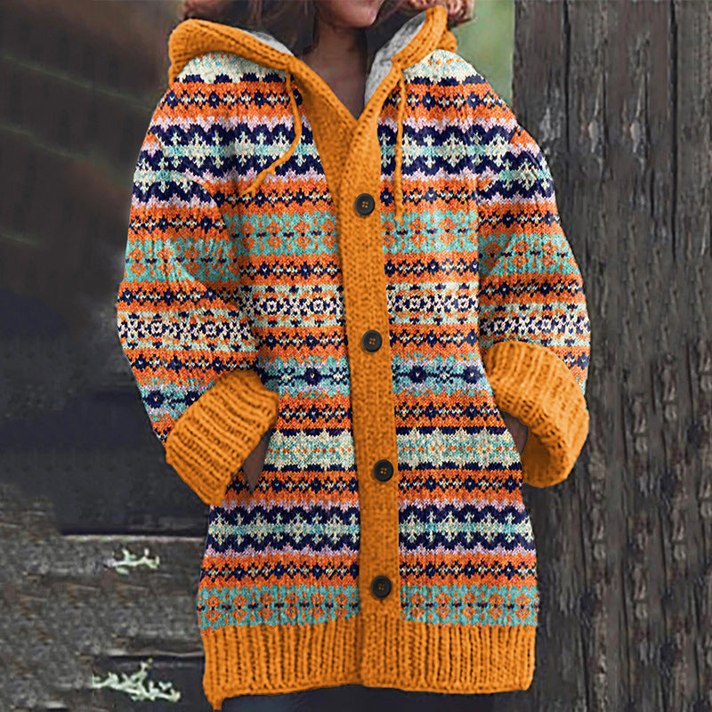Wanda | Patterned Hooded Cardigan