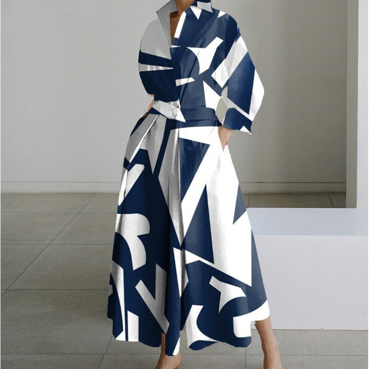 Vanessa | Elegant Wrap-Front Collared Maxi Dress