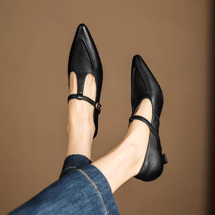 Eliza | Pointed T-Strap Heels