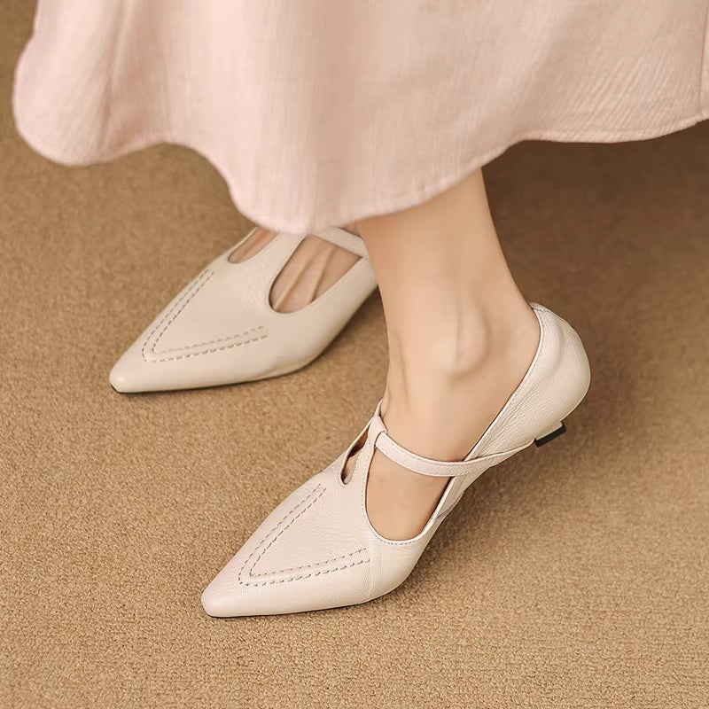 Eliza | Pointed T-Strap Heels