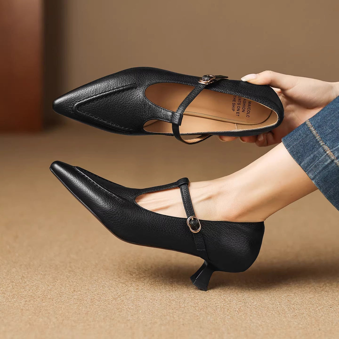 Eliza | Pointed T-Strap Heels