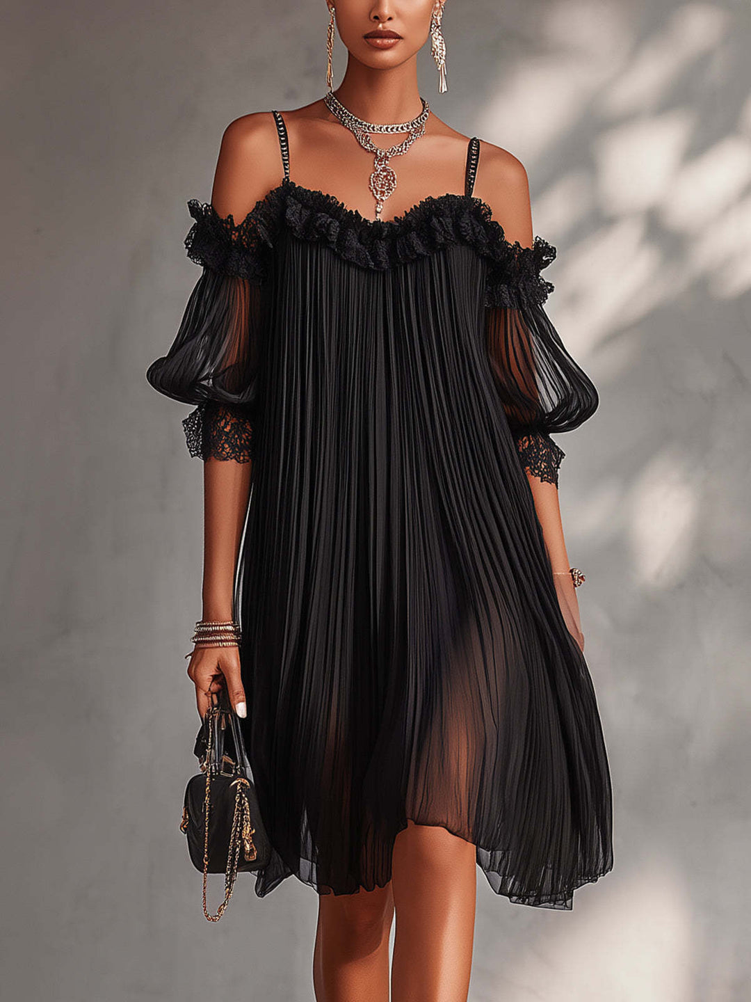 Lucille | Off-Shoulder Pleated Dress