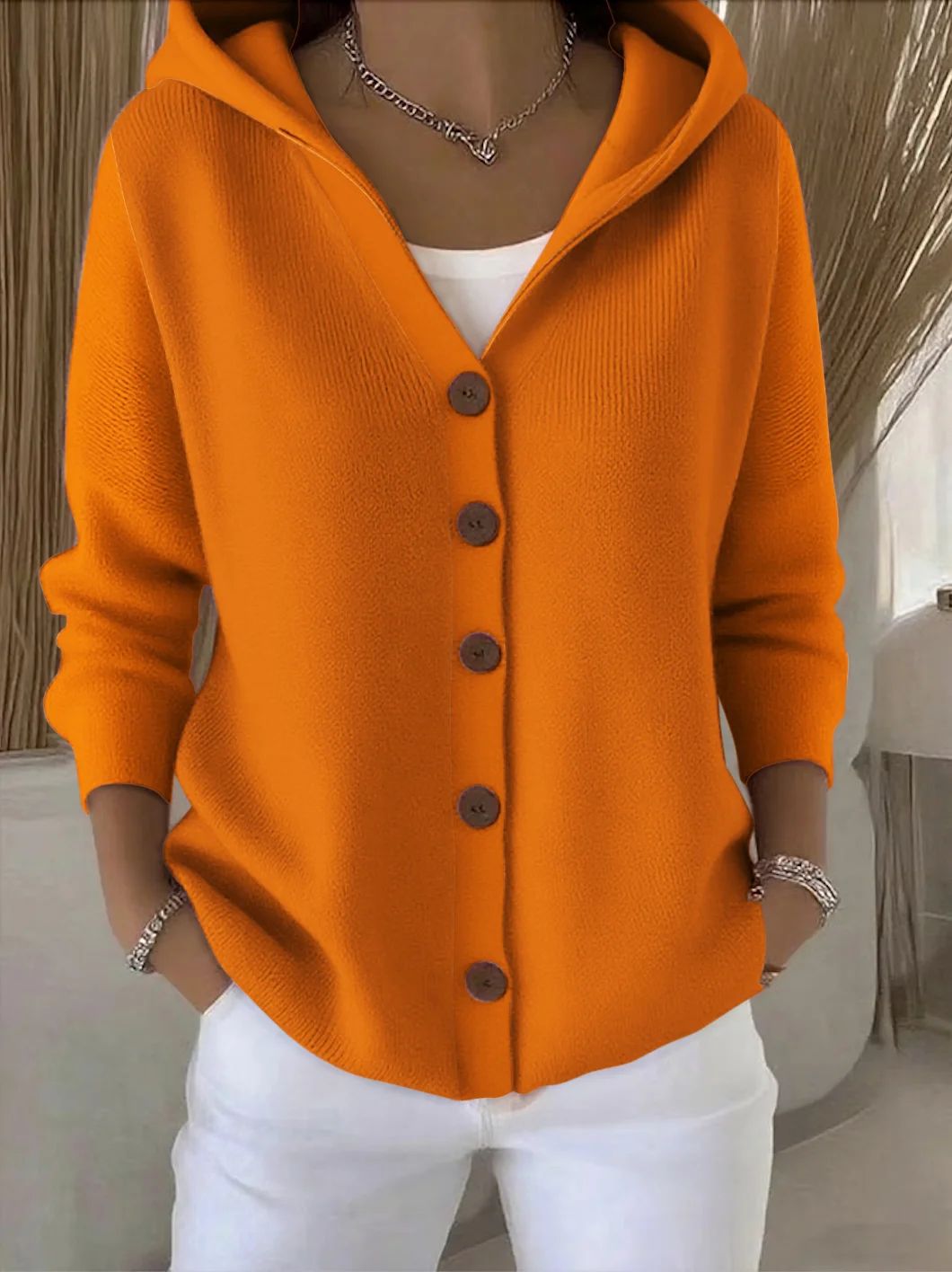 Clara | Relaxed Hooded Button-Up Cardigan