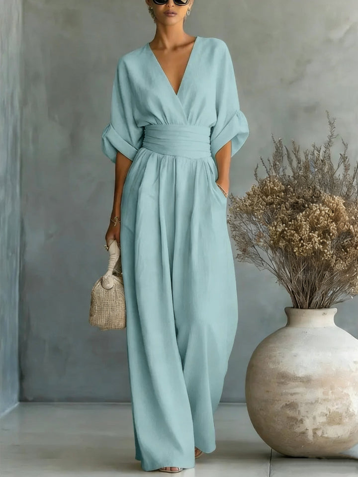 Lena | Wide-Leg Wrap Jumpsuit