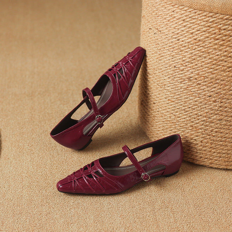 Margery | Pointed Strap Mary Jane Flats