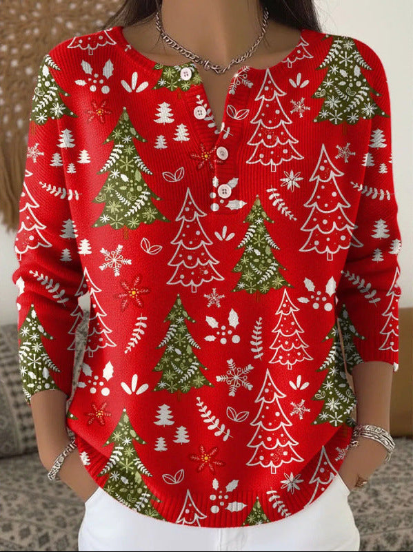 Colleen | Festive Button-Neck Sweater