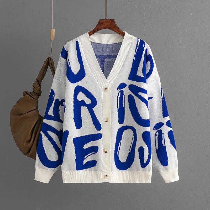 Pearl | Bold Letter Knit Cardigan
