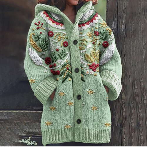 Ada | Cosy Hooded Festive Cardigan