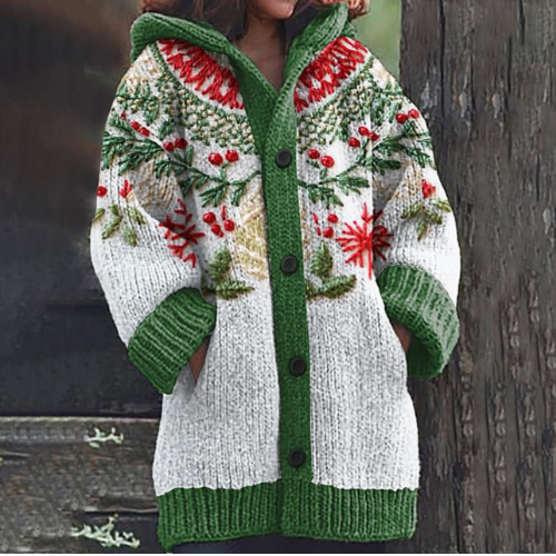 Ada | Cosy Hooded Festive Cardigan