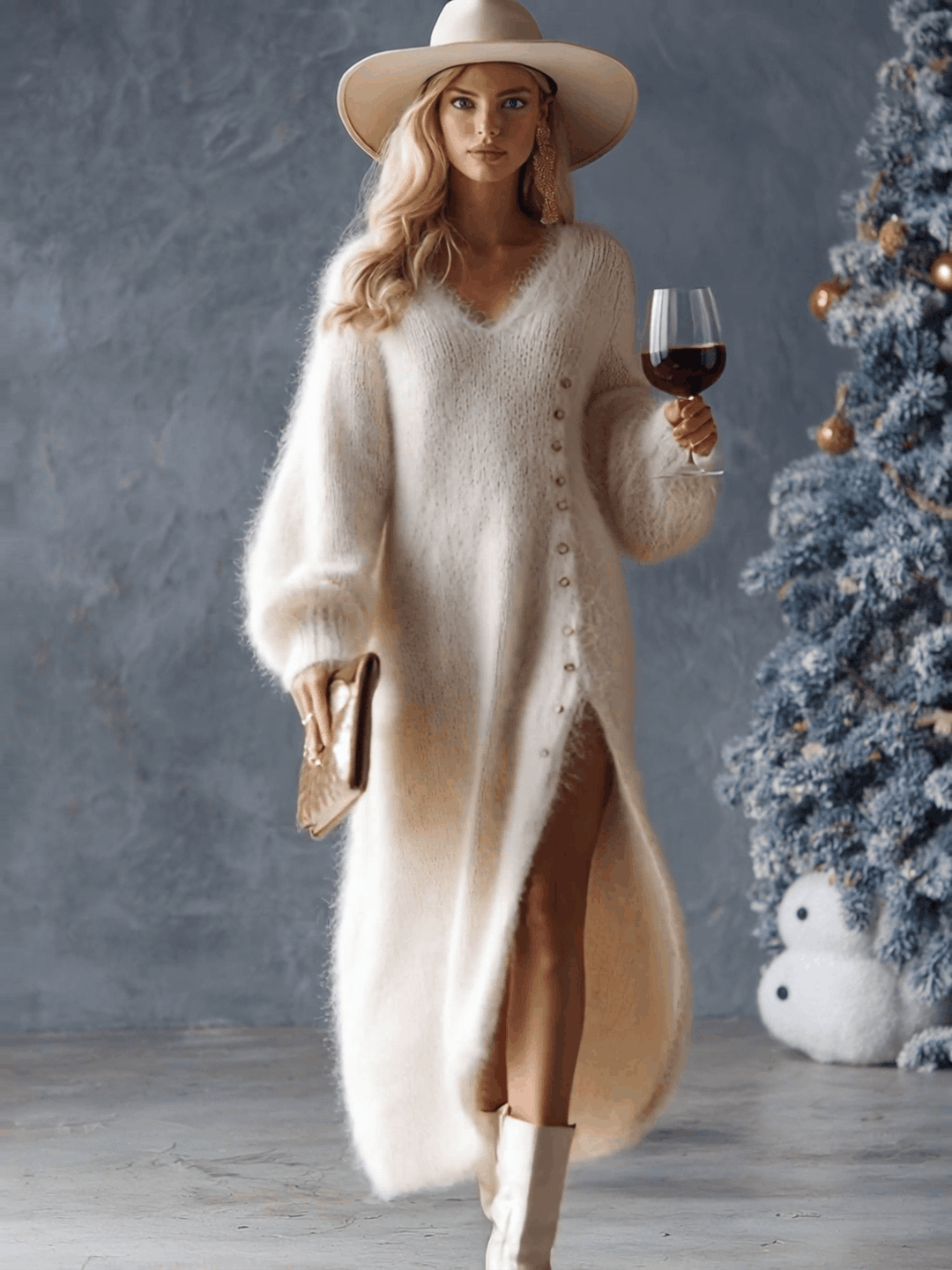 Mireille | Buttoned Knit Midi Dress