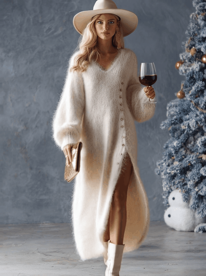 Mireille | Buttoned Knit Midi Dress