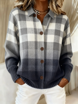 Cecily | Ombré Check Button Cardigan