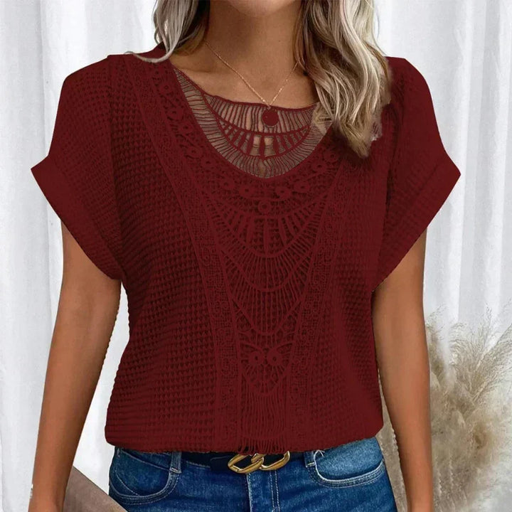 Primrose | Crochet-Trim Round-Neck Top