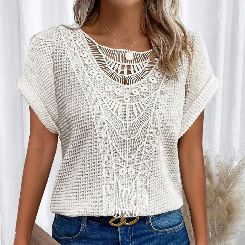 Primrose | Crochet-Trim Round-Neck Top