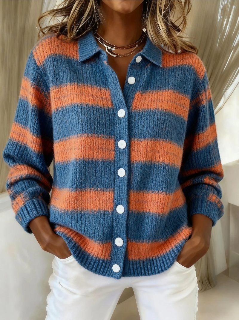 Tegan | Striped Button-Front Cardigan