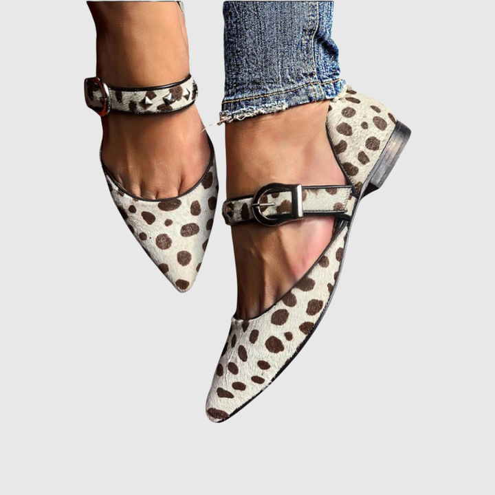 Delia | Pointed Ankle-Strap Flats