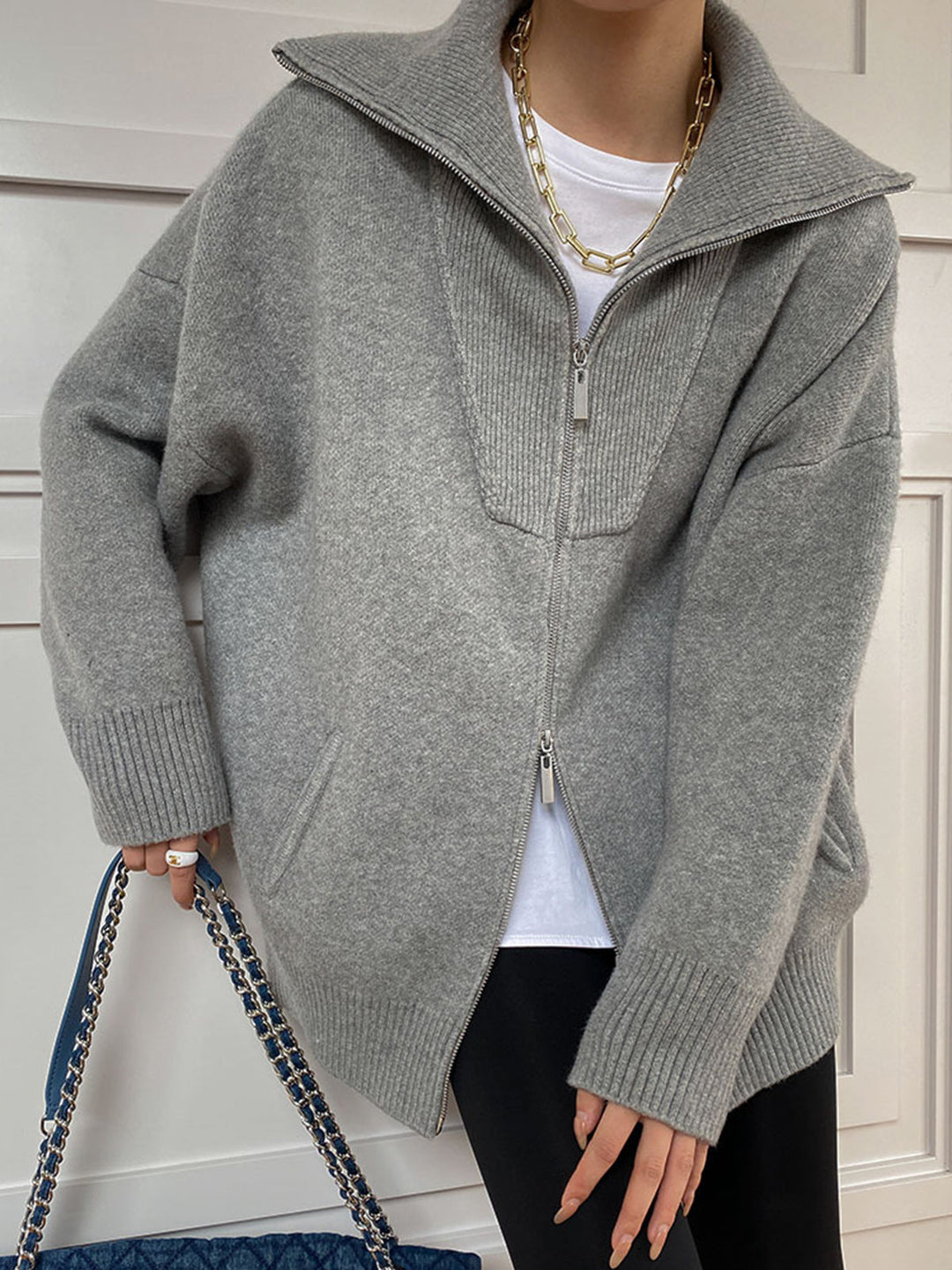 Brooke | Oversized Zip-Front Cardigan