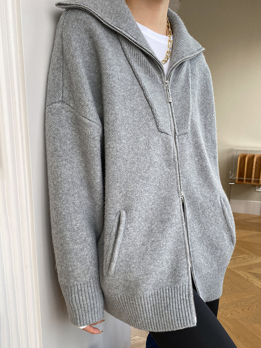 Brooke | Oversized Zip-Front Cardigan