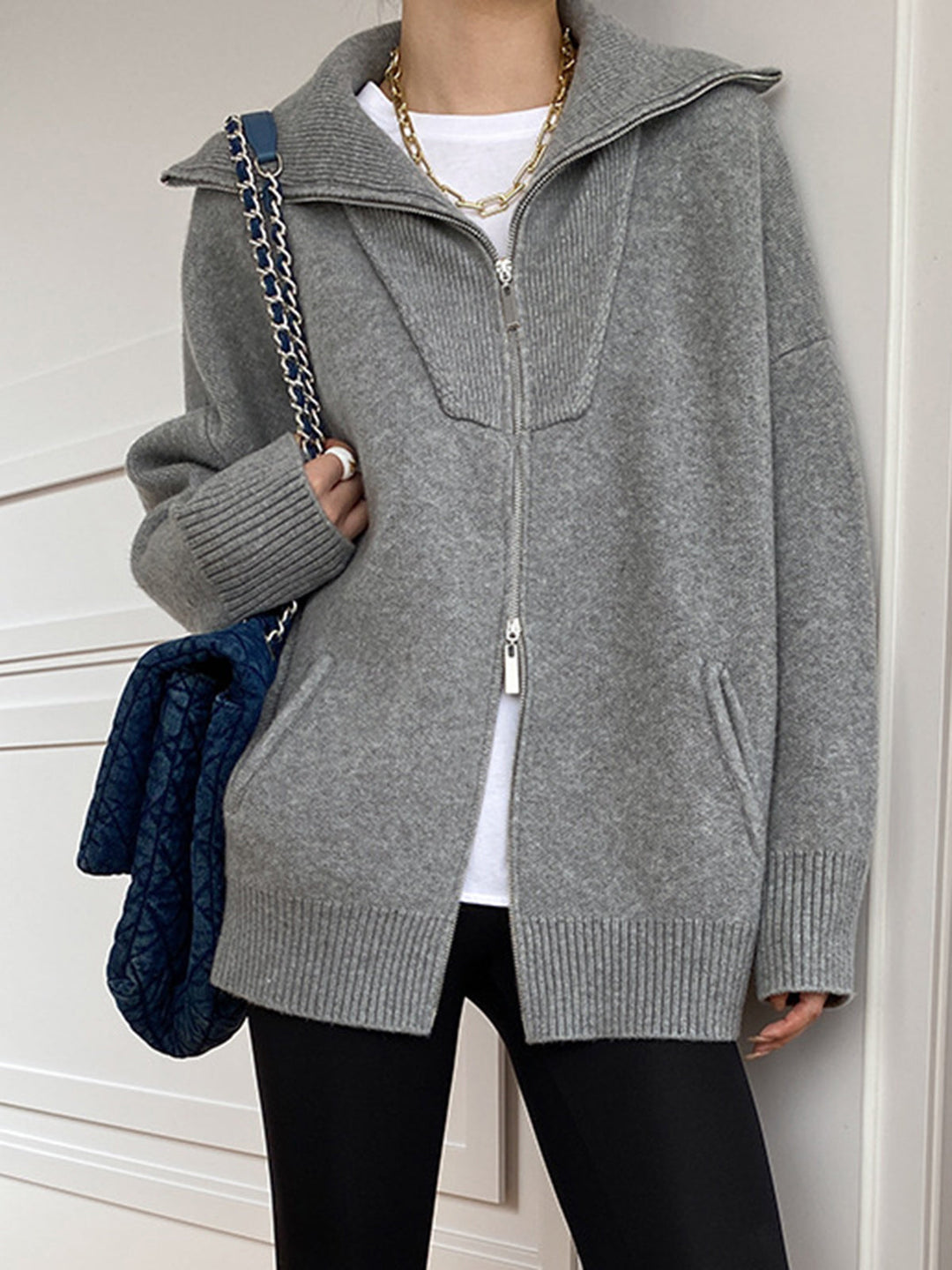 Brooke | Oversized Zip-Front Cardigan