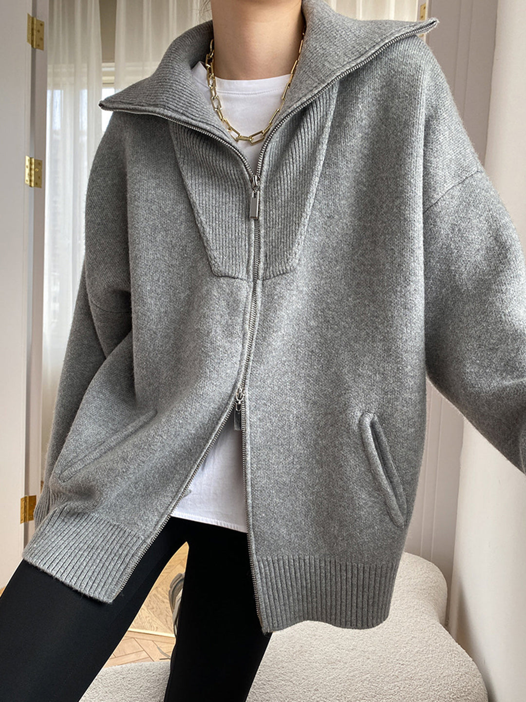 Brooke | Oversized Zip-Front Cardigan